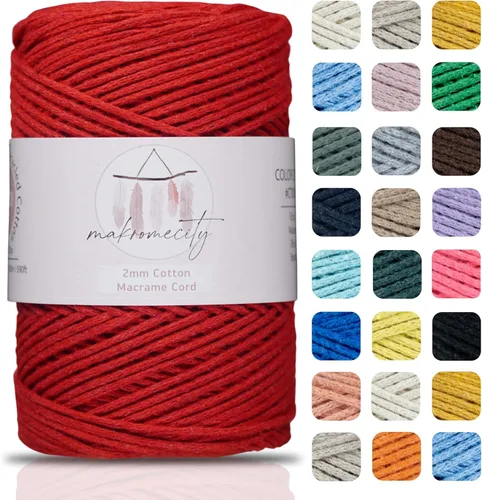 Miniatura 11 de Makromecity, Cordón de macramé de algodón de 0.079 in x 195 yardas (590 pies) de algodón reciclado de 0.079 pulgadas, hilo de ganchillo para Azul