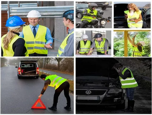 Miniatura 6 de Anlising 4 chalecos de seguridad de alta visibilidad, chalecos de seguridad Hi Vis con 2 rayas reflectantes, chaleco reflectante para trabajo