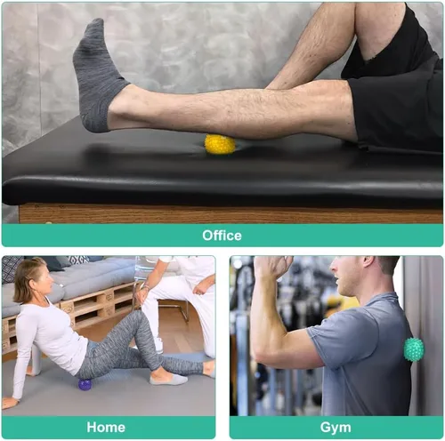 Miniatura 8 de URAQT Bola de masaje con puntas, juego de 3 rodillos duros de bolas de masaje con pinchos, bolas de masaje de terapia física profesional para 3