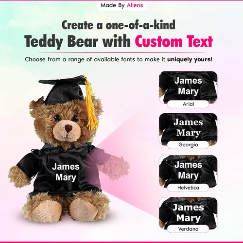Miniatura 2 de Oso de peluche personalizado de graduación 2026, peluche personalizado con gorra y vestido, lindo animal de peluche de 6 pulgadas para graduados