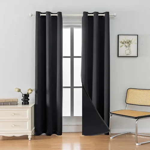 Miniatura 26 de Anytime Juego de 2 paneles de cortinas 100% opacas, con aislamiento térmico para dormitorio, paneles de sombreado completo
