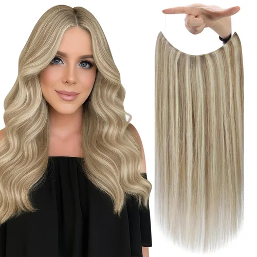 Miniatura 31 de Fshine - Extensiones de cabello humano con clip, de 16 pulgadas, con clip, color marrón chocolate, mezcla de rubio caramelo, extensiones de cabello