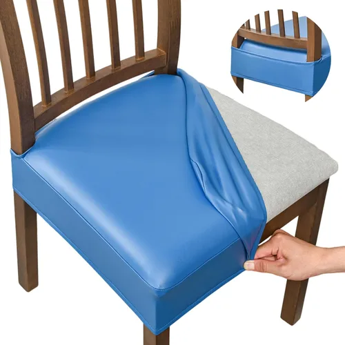 Miniatura 20 de NILUOH Fundas impermeables para asientos de sillas de comedor, juego de 2, fundas de asiento de cuero PU para sillas de comedor, fundas de asiento
