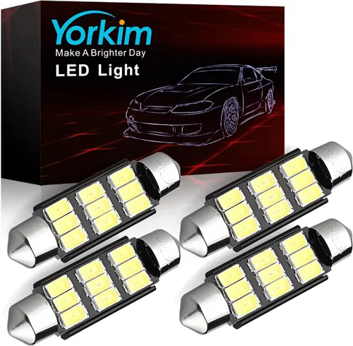 Miniatura 16 de Yorkim Bombilla LED De3175 de 1.102 in, color blanco, súper brillante, 1.102 in, 1.142 in, sin errores, CANBUS 6-SMD 2835 Chipsets para luces