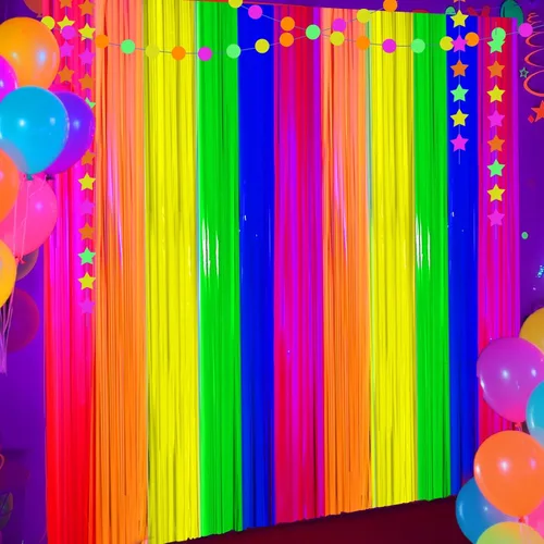 Miniatura 35 de Paquete de 4 cortinas de flecos de papel de aluminio negro, fondo de oropel metálico con purpurina para cumpleaños, bodas, despedidas de soltera