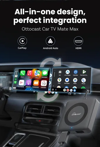 Miniatura 2 de OTTOCAST 4 en 1 Car TV Mate Max y adaptador inalámbrico CarPlay/Android Auto y de reflejo de pantalla para Apple iPhone teléfono Android, adaptador