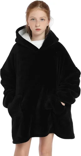 Miniatura 2 de Manta con capucha para edades de 4 a 12 años, sudadera de animales, de gran tamaño, hecha de franela muy suave, con bolsillos y mangas, diseño