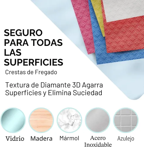 Miniatura 7 de Paños de esponja de celulosa sueca para platos, paquete de 10 paños de limpieza ecológicos, sin olor, reutilizables, para cocina, absorbente
