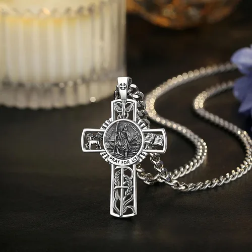 Miniatura 149 de CELESTIA Medallas de plata de ley 925 San Miguel/San Cristóbal/San Benito/San Gabriel/Virgen María/Jesús/Caravaca/Metatrón/Sello de los Siete