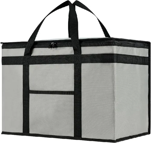 Bolsa de enfriamiento XXL aislada con calentador de alimentos de NZ home para entrega y compras de comestibles con parte superior con cremallera,
