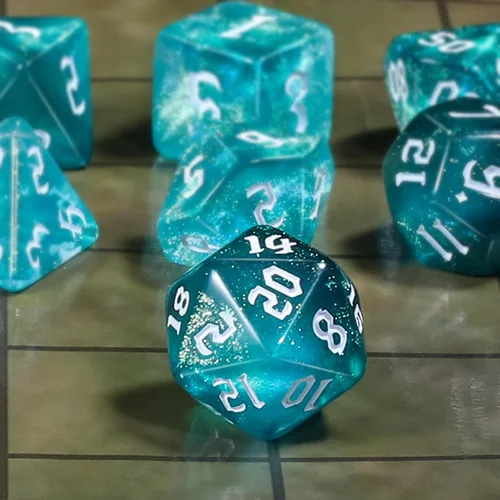 Miniatura 3 de CiaraQ DND Juego de Dados Poliédricos para Dungeons and Dragons RPG MTG Juegos de Mesa de Rol - con 1 Bolsa de Dados (Aguamarina + Brillantina)
