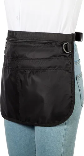 Miniatura 5 de Delantal de servidor impermeable para mujeres con 5 bolsillos, se pone y se quita rápidamente, delantales de camarera, delantal de trabajo para Negro