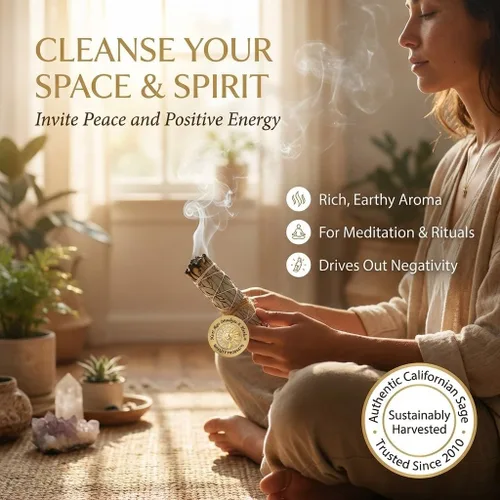 Miniatura 2 de (Paquete de 3) - New Age Smudges & Herbs - Incienso Premium de Salvia Blanca de California de 4 Pulgadas de Largo. Incienso para Limpieza del Hogar
