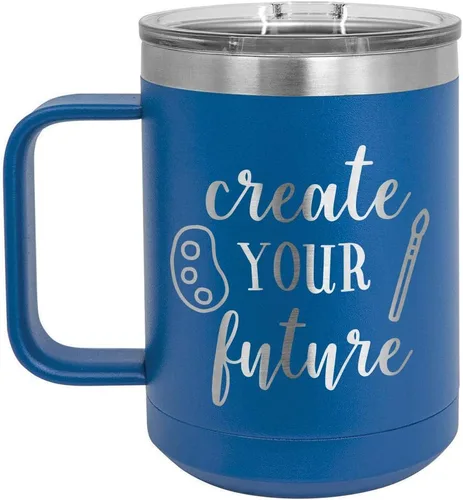 Miniatura 8 de CREATE YOUR FUTURE Negro 15 oz Taza de café w/Slide Tapa superior Taza de café de viaje aislada Ideas de regalos de cumpleaños o Navidad
