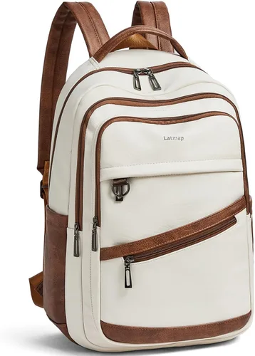 Miniatura 9 de LATMAP Mochila de 43L para mujeres y hombres - Mochila de cuero vegano, bolsa de viaje, maleta de mano, mochila universitaria, para trabajo