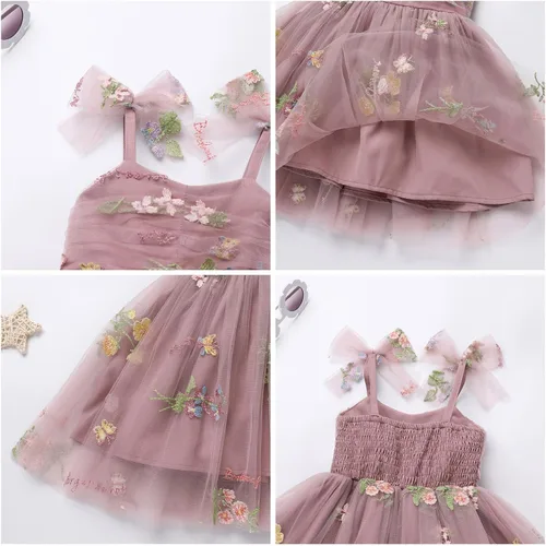 Miniatura 153 de IMEKIS Vestido de princesa de cumpleaños para niña pequeña, confeti brillante, bohemio, arco iris, pastel, sesión de fotos, traje para 1-6T
