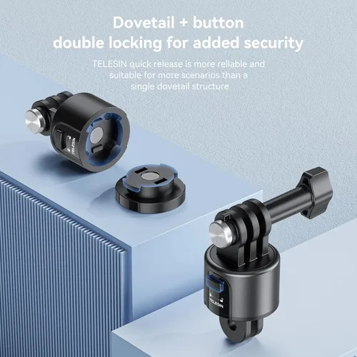 Miniatura 3 de TELESIN Base de adaptador de montaje para accesorios GoPro, montaje magnético de trípode de cámara de liberación rápida para DJI Action Osmo 3/4/5