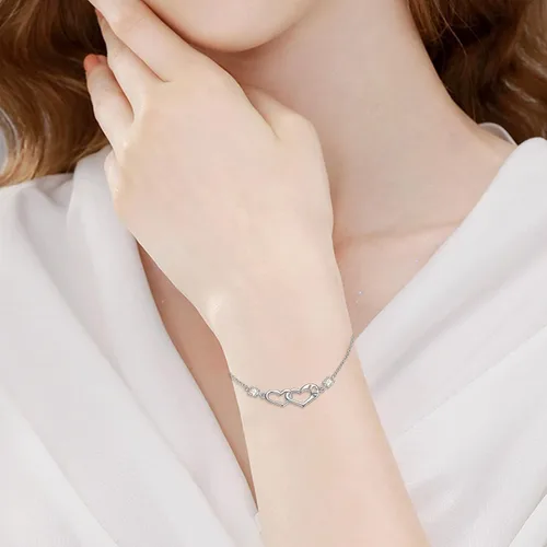Miniatura 5 de POPLYKE Pulsera de plata de ley 925 con infinitovacaalacruzcorazón para mamá e hija, joyería para regalos de cumpleaños