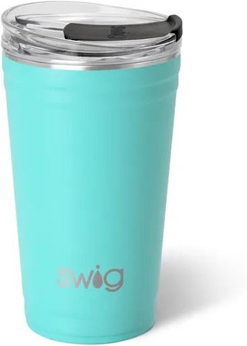 Miniatura 33 de Swig Life - Vaso aislante de 22 onzas, vaso de viaje para café con tapa, taza de viaje para café apta para portavasos, acero inoxidable (Aqua)