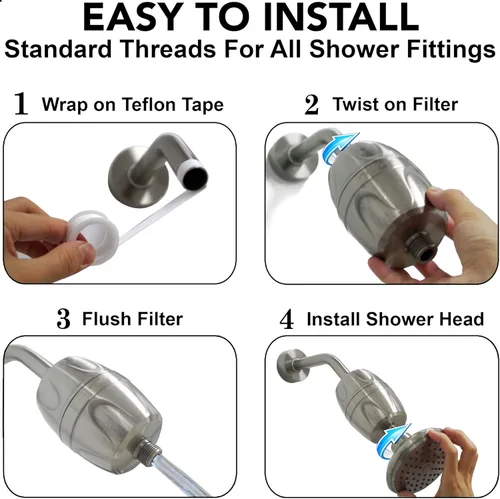 Miniatura 4 de Aqua Elegante Cabezal de ducha de alta presión y filtro de 16 etapas, cabezal de ducha de baño ajustable para montaje en pared con purificador