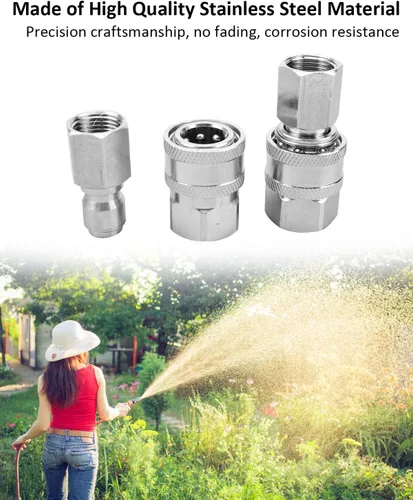Miniatura 2 de NPT - Kit de conector rápido macho y hembra de acero inoxidable de 3/8 pulgadas, adaptadores de lavadora a presión, conector rápido, rosca interna
