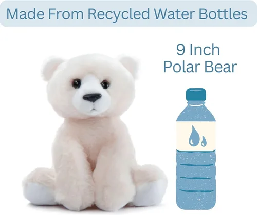 Miniatura 7 de The Petting Zoo Peluche de oso polar, regalos para niños, animales salvajes de la vida silvestre, oso polar de 9 pulgadas