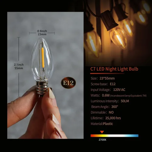 Miniatura 2 de 4 Cables de Accesorios con 4 Bombillas de Luz LED Cable Blanco de 6 Pies con Interruptor de Encendido/Apagado Enchufes E12 Bombillas LED Candelabra