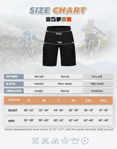 Miniatura 6 de Ally Pantalones cortos de ciclismo de montaña para hombre, acolchados en 4D, ligeros, holgados, con bolsillos con cremallera, para ciclismo