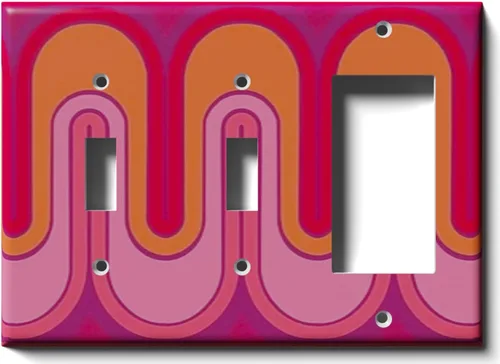 Miniatura 13 de Cubierta decorativa para interruptor de luz con ondas retro rojas, placa de pared de palanca individual Single Toggle