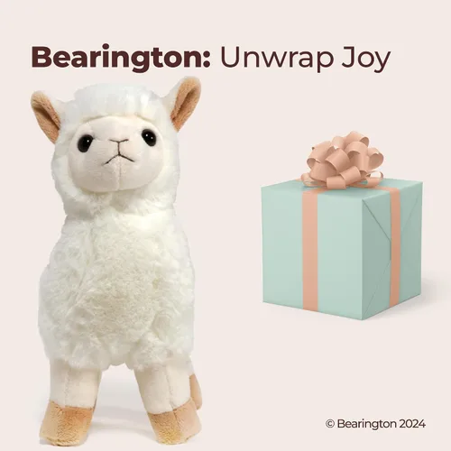 Miniatura 5 de Bearington - Animal de peluche de llama suave de 10 pulgadas, relleno de alpaca para niños, niños y niñas, Alma