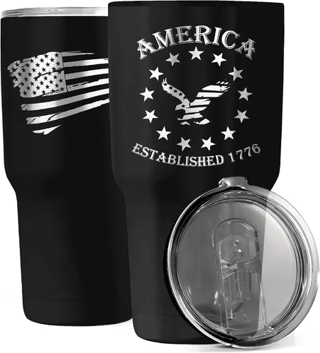 Miniatura 10 de Gadsden Flag Don't Tread on Me - Vaso patriótico de 30 onzas, taza de viaje con la bandera estadounidense, taza de café patriótica, doble
