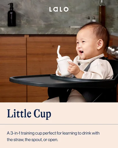 Miniatura 2 de Lalo Little Cup, Vaso con Pajita de Silicona No Tóxica con Asas - Vaso Entrenador para Bebés y Niños Pequeños - Sistema de Entrenamiento de Mini