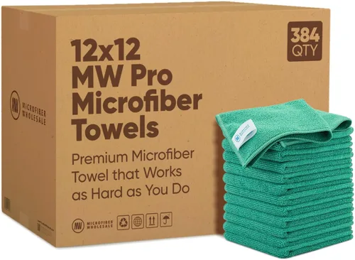 Miniatura 16 de MW Pro Bulk Paños de limpieza de microfibra al por mayor Amarillo - Caja: cantidad 384 Tamaño 12" x 12" Toallas de microfibra premium