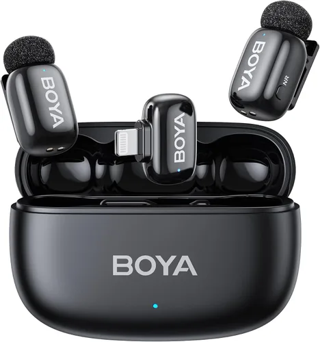 Miniatura 11 de BOYA Mini 2 Micrófono inalámbrico Lavalier para iPhone 15-17/Android, cancelación de ruido, control de aplicaciones, 48 kHz/24 bits, mini micrófono