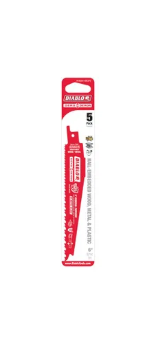 Miniatura 2 de Diablo Hoja de sierra recíproca bimetálica para cortes de uso general – 6 pulgadas de longitud, diente variable, diente, 8/14 TPI, paquete de 5