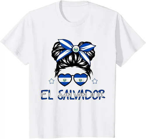 Miniatura 23 de Camiseta de El Salvador para Niñas Bandera Patrimonio Hispano Salvadoreño