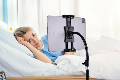 Miniatura 2 de Trípode para iPad y teléfono de 73 pulgadas con cuello de cisne para tablet con control remoto para tabletas de 3.5 a 15 pulgadas, iPhone, iPad Pro