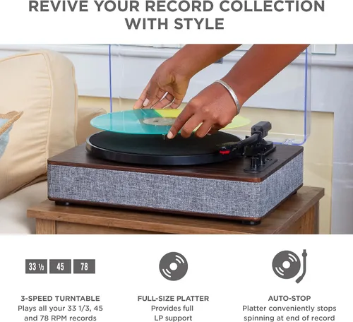 Miniatura 3 de ION Audio Luxe LP - Reproductor de discos de vinilo Bluetooth con altavoces, conversión USB, placa de tamaño completo, parada automática, salida