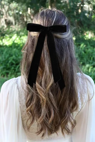 Miniatura 5 de Llazos de terciopelo para mujeres y niñas, lazos de cinta de terciopelo para vacaciones para el cabello, regalos festivos, negro, crema, blanco