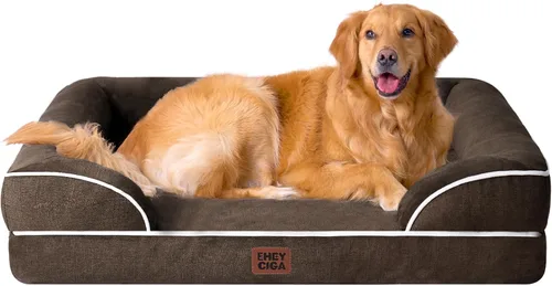 Miniatura 39 de EHEYCIGA - Cama ortopédica para perro grande, impermeable, de espuma viscoelástica y espuma tipo caja de huevos, bordes elevados, antideslizante