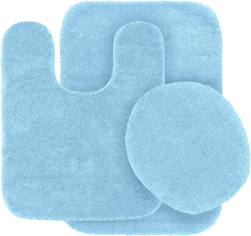 Miniatura 5 de Fancy Linen - Juego de 3 alfombrillas de baño antideslizantes sólidas para baño, alfombra de contorno en forma de U, alfombrilla y tapa de inodoro