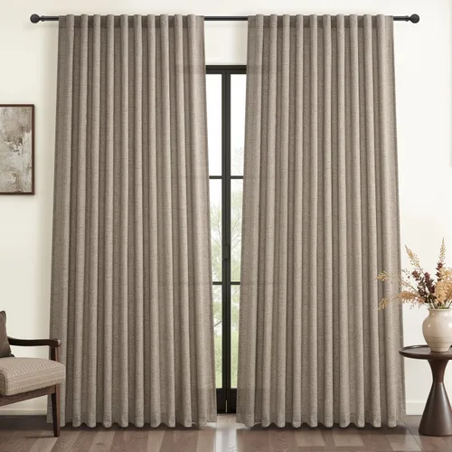 Miniatura 27 de Cortinas translúcidas de lino beige blanco de 84 pulgadas de largo, 2 paneles, cortinas modernas con filtrado de luz y privacidad, riel de techo