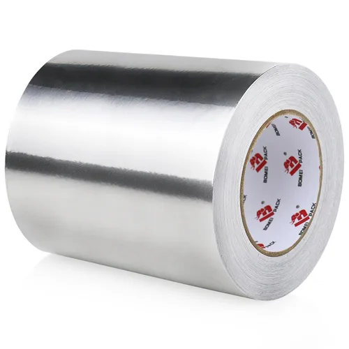 Miniatura 9 de BOMEI PACK Cinta de lámina de aluminio, cinta de conducto de metal resistente, cinta plateada de alta temperatura, perfecta para sellar y reparar
