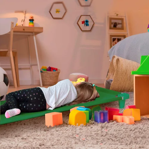 Miniatura 6 de Acrimet Cuna siesta para niños, cama portátil para niños pequeños, apilable, 52 pulgadas de largo (tubos de acero inoxidable)