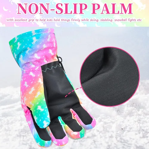 Miniatura 5 de Guantes de nieve de invierno para niños, guantes de esquí impermeables para niñas, guantes de nieve para niños pequeños, guantes de snowboard