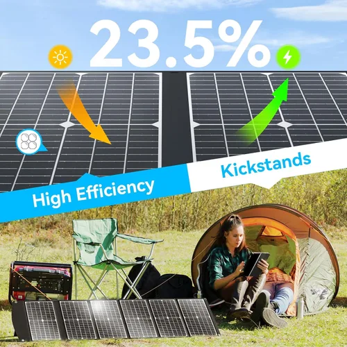 Miniatura 5 de Panel solar portátil de 100 W, extremadamente ligero, compacto y plegable con USB QC3.0, Tipo-C PD3.0, Anderson y XT60 DC 20 V para estación