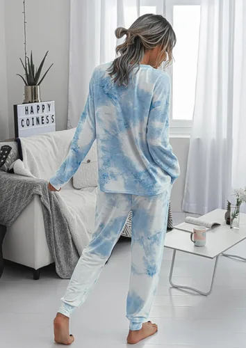 Miniatura 41 de Prettygarden - Conjunto de pijama de dos piezas para mujer, diseño de teñido anudado, sudadera informal de manga larga con pantalones largos, ropa