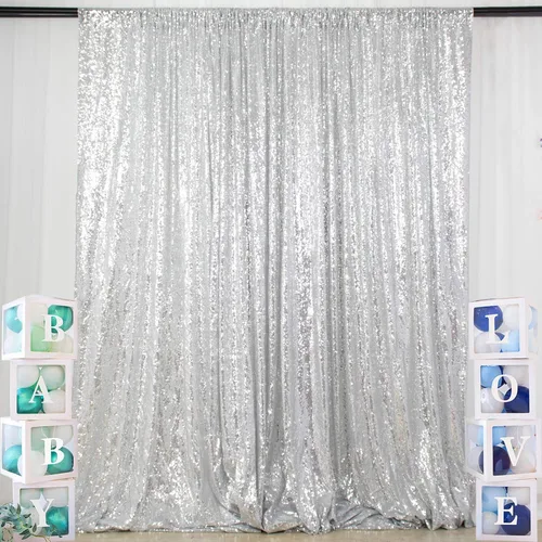 Miniatura 30 de ShinyBeauty PHOTOBOOTH - Fondo de tela de lentejuelas, telón de fondo de boda, telón de fondo óxido, cortinas de lentejuelas, cortinas de Negro
