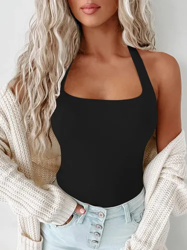 Miniatura 2 de Berryou Body para mujer con cuello cuadrado, sin mangas, sexy, sin espalda, ajustado, para club