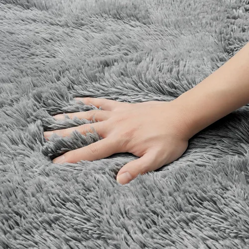 Miniatura 8 de Alfombra de Área 8x10 para Sala de Estar: Alfombras Shag Gris Claro Ultra Suaves y Esponjosas, Alfombra Grande Difusa de Felpa